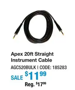 Long & McQuade APEX 20FT STRAIGHT INSTRUMENT CABLE offer