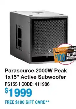Long & McQuade Parasource 2000W Peak 1x15 Active Subwoofer offer