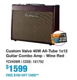 Long & McQuade Custom Valve 40W All-Tube 1x12 Guitar Combo Amp - Wine Red offer
