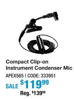 Long & McQuade Compact Clip-on Instrument Condenser Mic offer