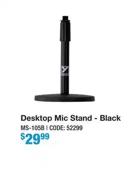 Long & McQuade Desktop Mic Stand - Black offer
