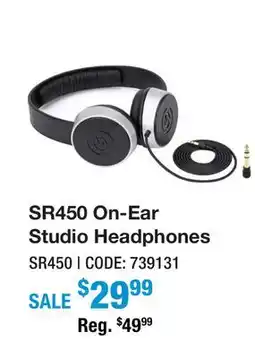 Long & McQuade SR450 ON-EAR STUDIO HEADPHONES offer