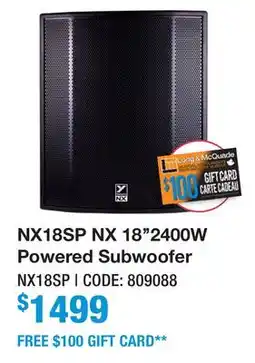 Long & McQuade NX18SP NX 18''2400W POWERED SUBWOOFER offer