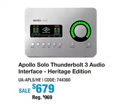 Long & McQuade Apollo Solo Thunderbolt 3 Audio Interface - Heritage Edition offer