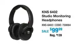Long & McQuade KNS 6402 Studio Monitoring Headphones offer