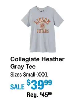 Long & McQuade COLLEGIATE HEATHER GRAY TEE offer