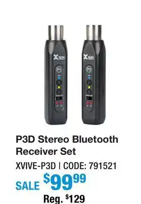 Long & McQuade P3D STEREO BLUETOOTH RECEIVER SET offer