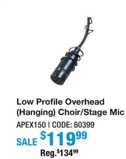 Long & McQuade Low Profile Overhead (Hanging) Choir/Stage Mic offer