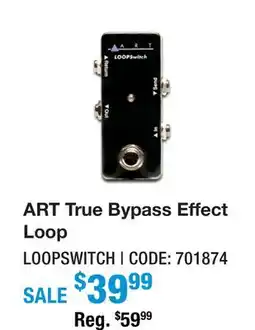 Long & McQuade ART TRUE BYPASS EFFECT LOOP offer