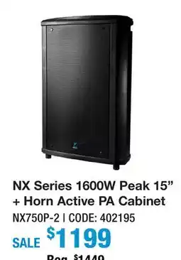 Long & McQuade NX SERIES 1600W PEAK 15 + HORN ACTIVE PA CABINET offer