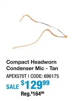 Long & McQuade Compact Headworn Condenser Mic - Tan offer