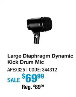 Long & McQuade LARGE DIAPHRAGM DYNAMIC KICK DRUM MICROPHONE offer