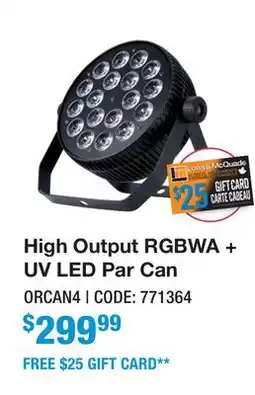 Long & McQuade HIGH OUTPUT RGBWA + UV LED PAR CAN offer