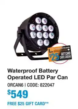 Long & McQuade WATERPROOF BATTERY OPERATED LED PAR CAN offer