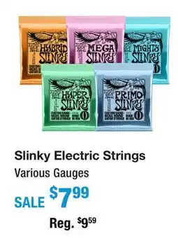 Long & McQuade SLINKY ELECTRIC STRINGS offer