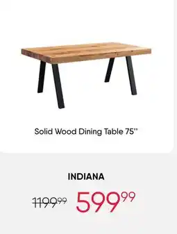 Meubles RD INDIANA Solid Wood Dining Table 75'' offer