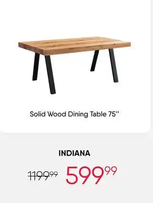 Meubles RD INDIANA Solid Wood Dining Table 75'' offer