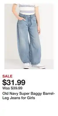 Old Navy Old Navy Super Baggy Barrel-Leg Jeans for Girls offer