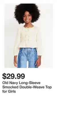 Old Navy Old Navy Long-Sleeve Smocked Double-Weave Top for Girls offer