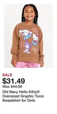 Old Navy Old Navy Hello Kitty Oversized Graphic Tunic Sweatshirt for Girls offer