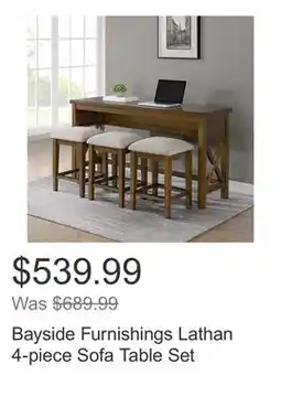 Costco Bayside Furnishings Lathan 4-piece Sofa Table Set offer