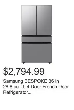Costco Samsung BESPOKE 36 in 28.8 cu. ft. 4 Door French Door Refrigerator with Beverage Center offer