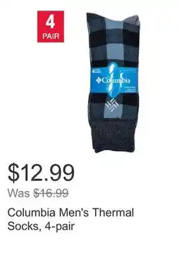 Costco Columbia Men's Thermal Socks, 4-pair offer