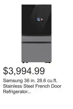 Costco Samsung 36 in. 28.6 cu.ft. Stainless Steel French Door Refrigerator with 9 in. AI Home Screen offer
