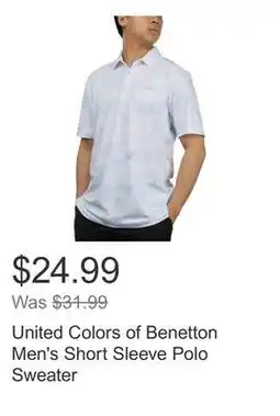 Costco United Colors of Benetton Men's Short Sleeve Polo Sweater offer