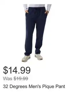Costco 32 Degrees Men's Pique Pant offer