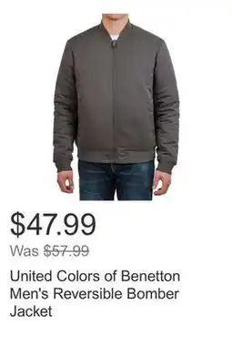 Costco United Colors of Benetton Men's Reversible Bomber Jacket offer