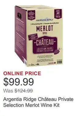 Costco Argentia Ridge Château Private Selection Merlot Wine Kit offer