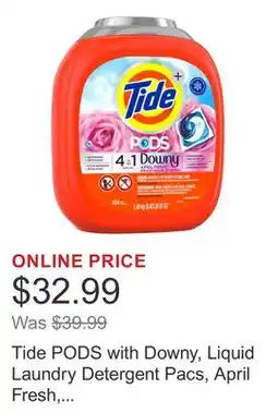 Costco Tide PODS with Downy, Liquid Laundry Detergent Pacs, April Fresh, 104-count offer