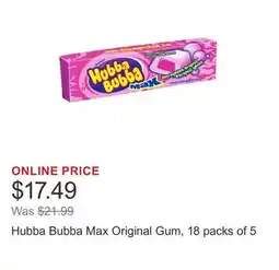 Costco Hubba Bubba Max Original Gum, 18 packs of 5 offer