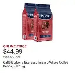 Costco Caffè Borbone Espresso Intenso Whole Coffee Beans, 2 × 1 kg offer