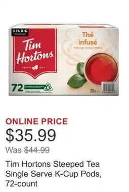 Costco Tim Hortons Steeped Tea Single Serve K-Cup Pods, 72-count offer