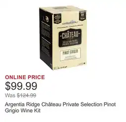 Costco Argentia Ridge Château Private Selection Pinot Grigio Wine Kit offer