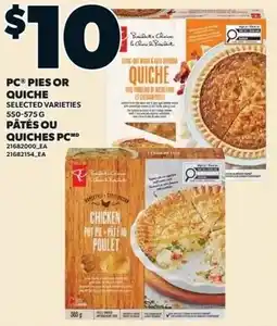 Loblaws PC pies or quiche offer