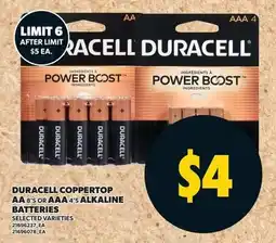 Loblaws Duracell coppertop AA 8's or AAA 4's alkaline batteries offer