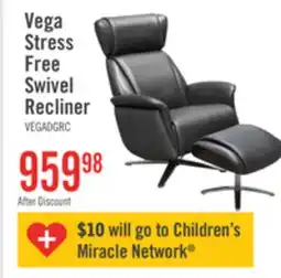 The Brick Vega 29.5 Faux Leather Stress Free Swivel Reclining Chair with Footrest and Aluminum Legs - Grey offer