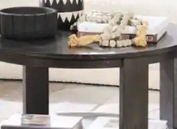 The Brick Declan 31.5 Modern Round Coffee Table with Shelf & Casters - Black offer