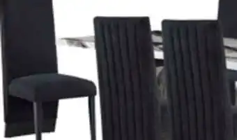 The Brick Vega 7pc Dining Set with Table & 6 Chairs, Marble Look, Pedestal Base, 82W - Black & White offer