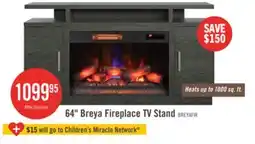The Brick Breya 64 Modern Electric Fireplace TV Stand with Storage & USB Charging for TVs up to 70- Grey offer