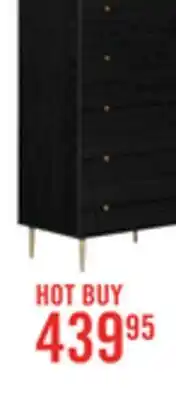 The Brick Lake Bedroom Chest of Drawers, 5-Drawer, 29W x 52H, Made in Canada, Glam - Black offer