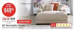 The Brick Alto 58 Ultra Plush Faux Fur Fabric Chaise Lounge with Dual Cupholders and USB Port - Taupe offer