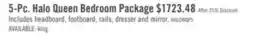 The Brick Halo 5pc Bedroom Set with Bed, Dresser & Mirror, LED, Glam, White - Queen Size offer