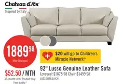 The Brick Chateau d'Ax Lusso 92 100% Genuine Leather Sofa with Wood Legs - Smoke Grey offer