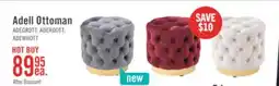 The Brick Adell 17 Round Fabric Ottoman with Gold Base - Grey offer