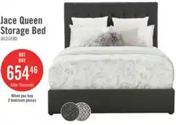 The Brick Jace Upholstered Storage Platform Bed in Grey Fabric, Tufted - Full Size offer