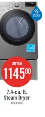 The Brick LG 7.4 Cu. Ft. Smart Electric Dryer with Steam - Graphite Steel - Stackable - DLEX3850V offer